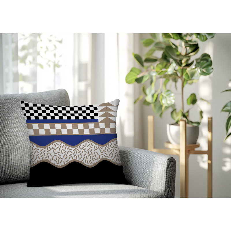 Coussin carré intérieur / extérieur Trix Abstract, Carré 20 po, Bleu marine