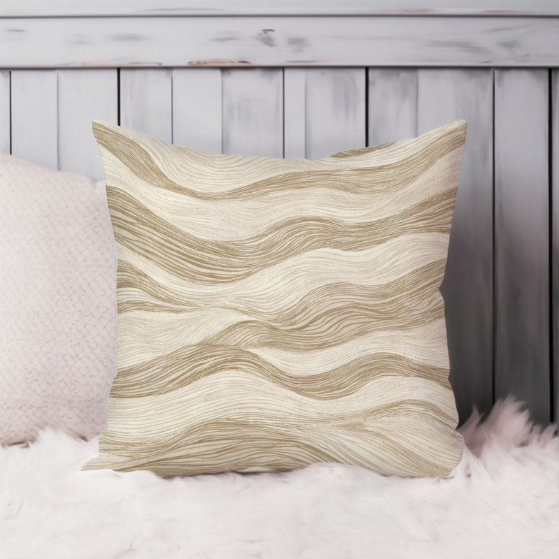 Abstract Beige Waves Pattern VI Modern Throw Pillow Cover, 20x20