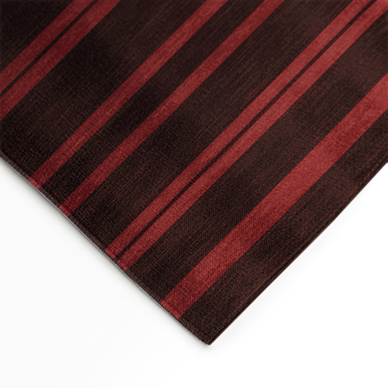 Tapis intérieur / extérieur noir HorizontalStripes, Rectangle 5 pi x 7 pi