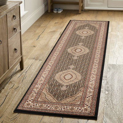 2 Ft. 7 In. X 9 10 Victorian Luxury Ornate Traditional Black And Area Runner Rug, Machine-Made, 100% Polypropylene, Stain Luxury, Victorian, In., , Entryways