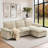 103" Chenille Upholstered Cloud Sofa Modular Sectional Couch 4-Seater L-Shaped Comfy Sofa with Ottoman for Living Room-536928040