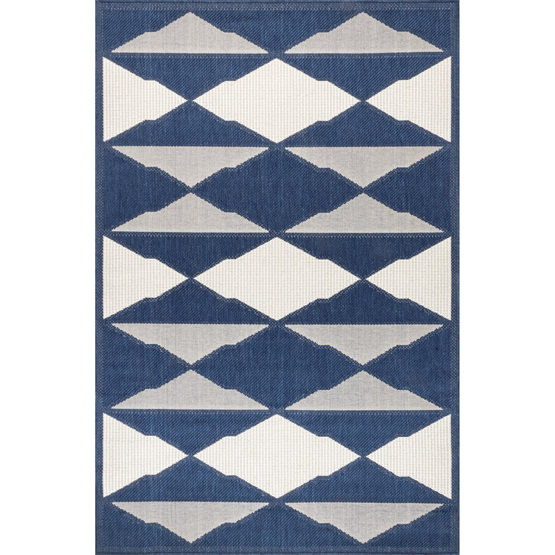 Tapis intérieur / extérieur bleu marine Ashot, Rectangle 4 pi x 6 pi
