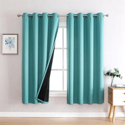 Orantes Solid Polyester 100% Blackout Curtains & Drapes Pair For Bedroom Living Room 63 84 95 Inches Long Grommet Curtains Thermal Insulated Sunlight Blocking Noise Reducing