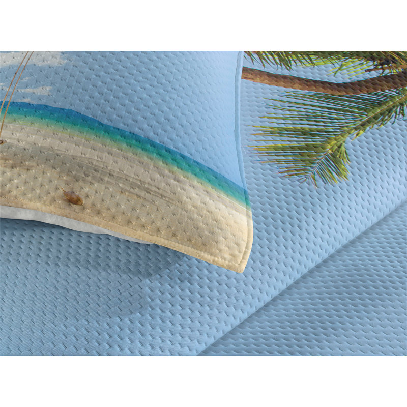 Hypnotic Coastal Polyester Coverlet, King Bedspread + 2 Shams