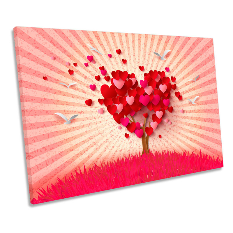 Love Heart Tree Rays - Wrapped Canvas Art Prints, 30.5cm H x 45.7cm W x 2cm D