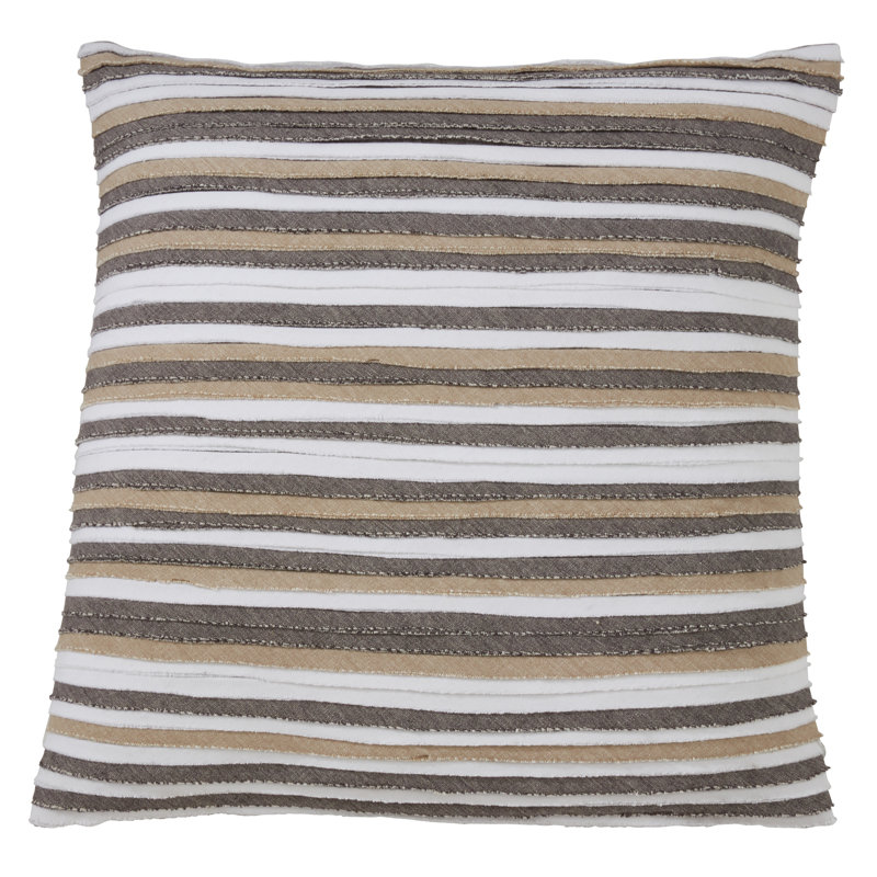 22" Neutral Cotton Pleated Decorative Pillow Cover