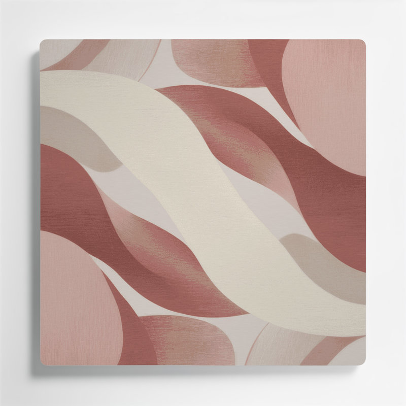 Abstrait formes 35, art mural en métal beige, H 12 po x l 12 po