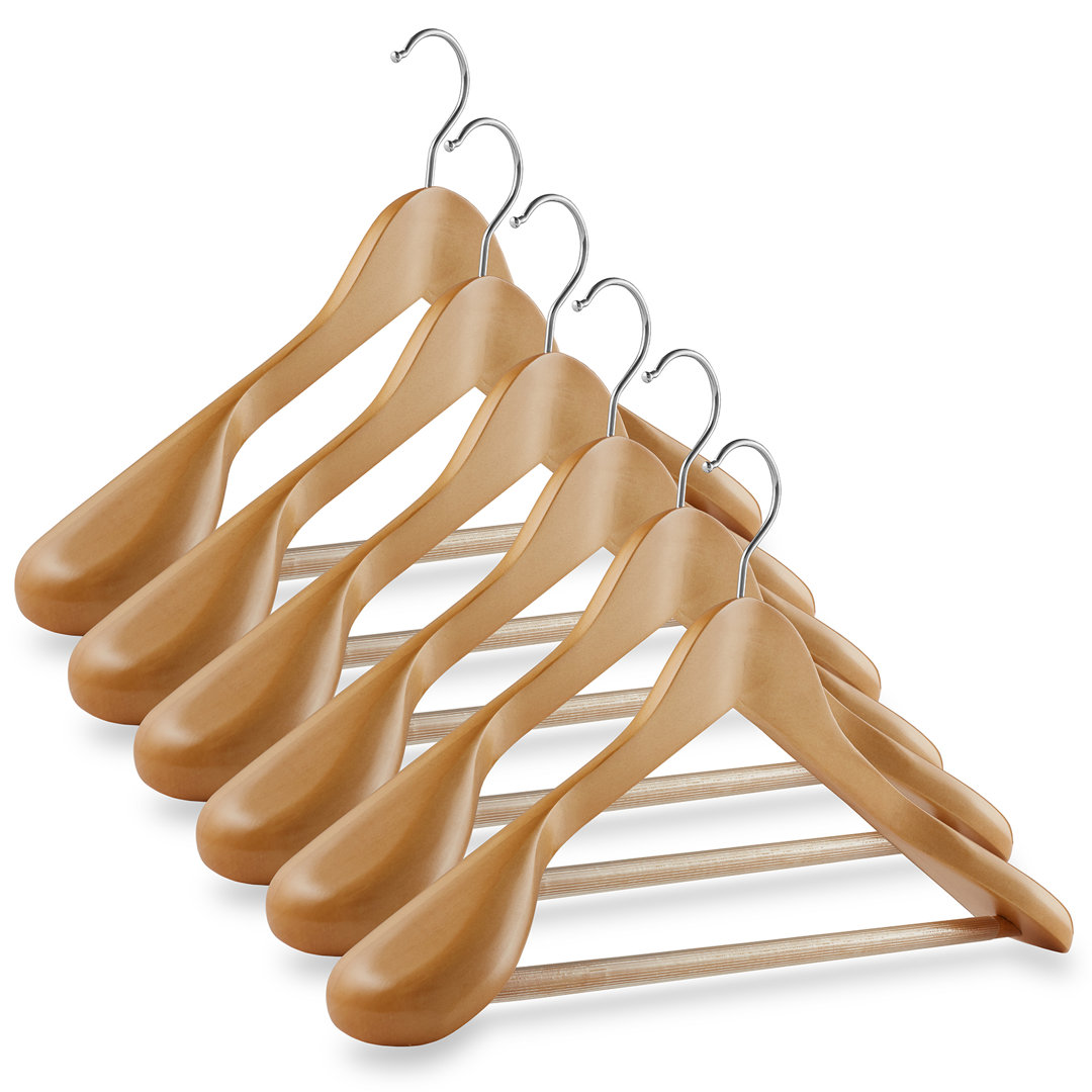  Wide Shoulder Wooden Suit Hangers by Casafield (Set of 6) Casafield 