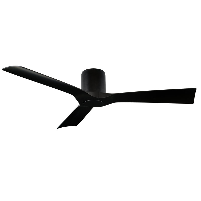 54" Aviator 3 - Blade Outdoor/Indoor Smart Flush Mount Ceiling Fan with Remote Control Included, Matte Black