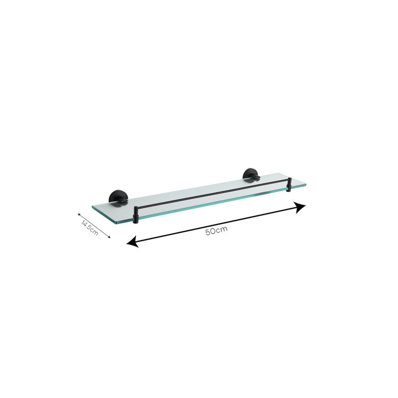 Abhainn Glass Bracket Shelf, Black