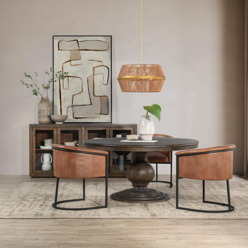 Brookside 60" Round Mango Wood Dinning Table In Cocoa Brown