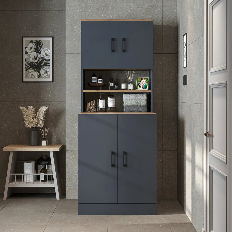 Atria Washing Machine Cabinet with Double Doors,, Anthracite/Oak