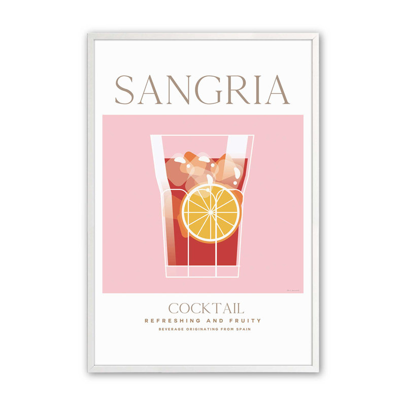 Sangria Cocktail, reproduction d'affiche, H 25 po x l 19 po, Blanc