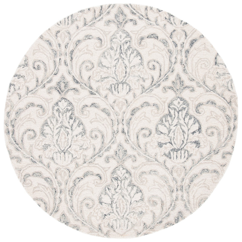 Hitchens Hand Tufted Wool And Cotton With Latex Ikat Rug, Round 5'