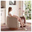 Mistpeople 360° Swivel Barrel Accent Chair in Light Khaki, Compact Coastal Living Room Seat with Solid Wood Base