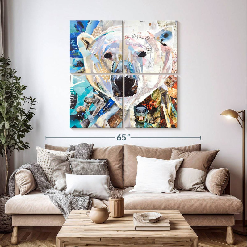 Brampt Polar Bear Collage, 45" H x 45" W