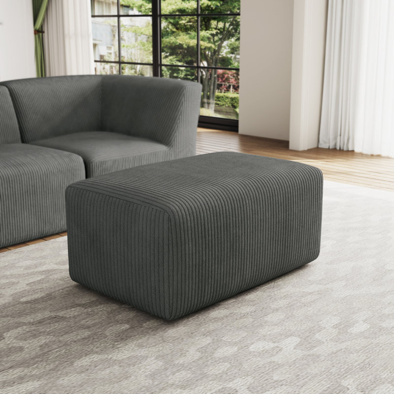 Berlare 90.9Cm Wide Rectangle Standard Ottoman, Grey