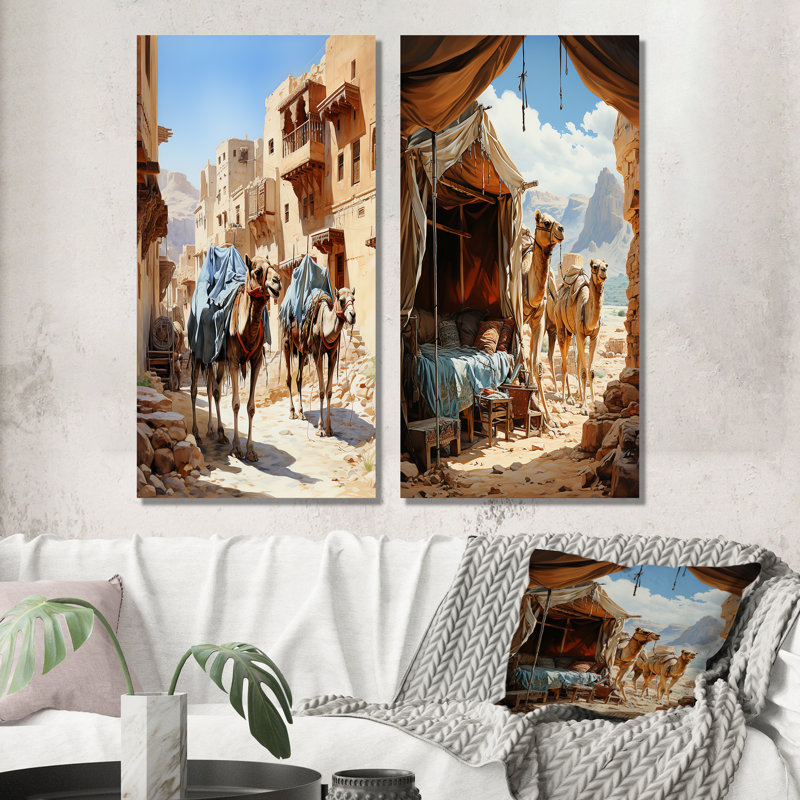Asian Art Silk Road "Asian Art Silk Road" 2 - Pièces sur, Toile tendue, H 40 po x l 40 po