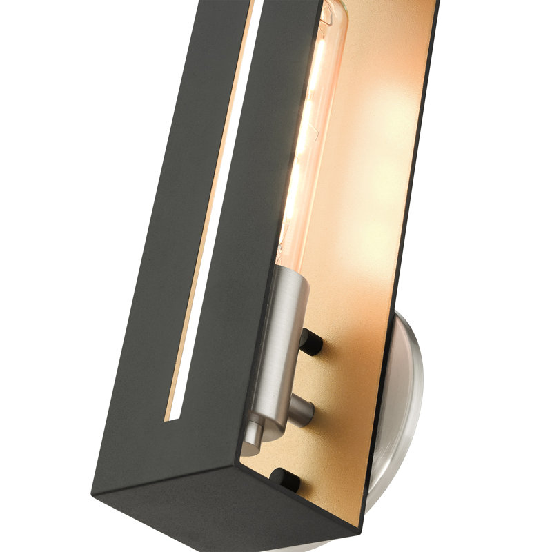 Columbus Steel Armed Sconce, Textured Black