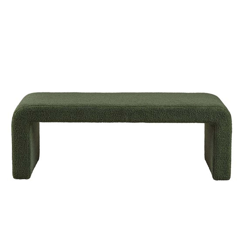 Green Boucle Upholstered Waterfall Bench 52" Wide