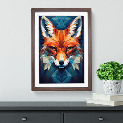 Fox Geometric No.2 - Single Picture Frame Print on Wood