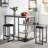 3-Piece Kitchen Bar Table Set with Grey Top, Storage Shelves & PU Leather Stools — Small Space Dining Set-2118718267