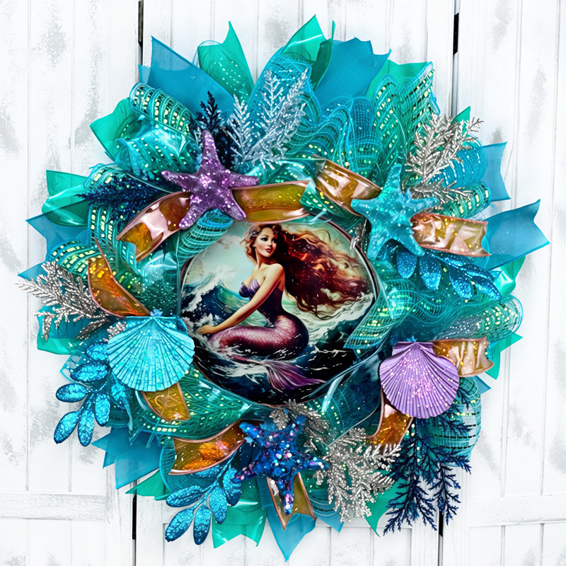 Mermaid Faux Stained Glass Wreath
