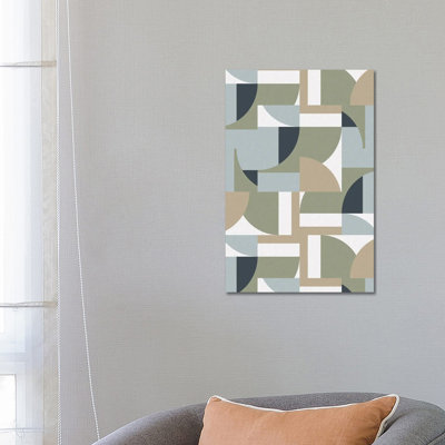 Futuristic Bauhaus Polygons Beige - Wrapped Canvas Art Prints - Wrapped Canvas Gallery-Wrapped Canvas Giclée