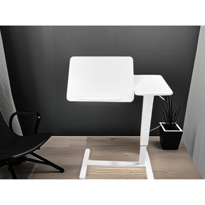 Table roulante mobile en blanc, hauteur réglable pour ordinateur portable, coffre-fort et lit Bureau ergonomique blanc avec roulettes