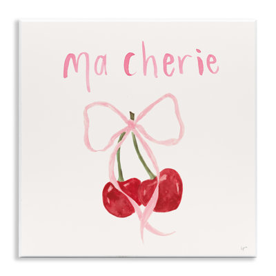 Plaque murale Ma Cherie Ribboned Cherries, design par Lucille Price