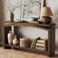 Console en bois massif de 63 po avec tablettes ouvertes