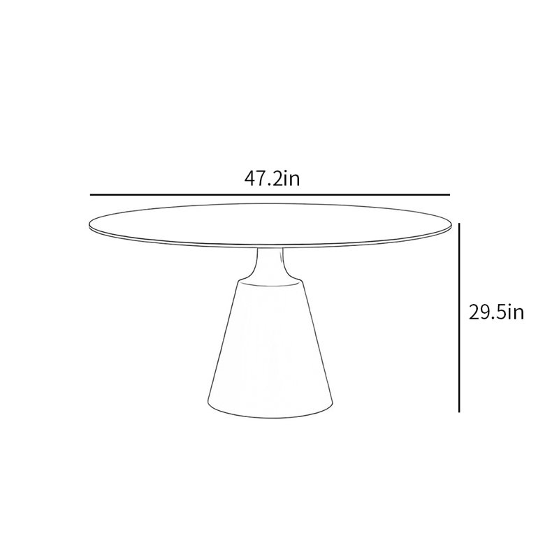 Table ronde moderne et luxueuse, H 29,5 po x L 47,2 po x l 47,2 po