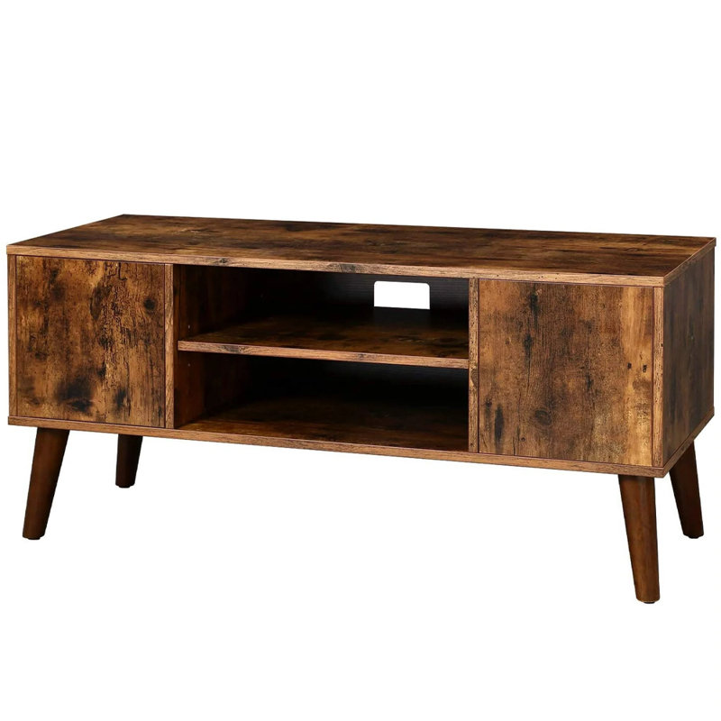 Meuble télé, console de télévision, centre de divertissement moderne de style Mid-Century pour téléviseur à écran plat, décodeur, consoles de jeu, dans le salon