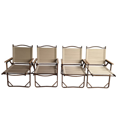 Chaise pliante confortable (4 chaises) - Structure avec cadre de voyage, de patio, de plage, de pêche, de pique-nique (4), siège de toile, pique-nique, camping, cour arrière