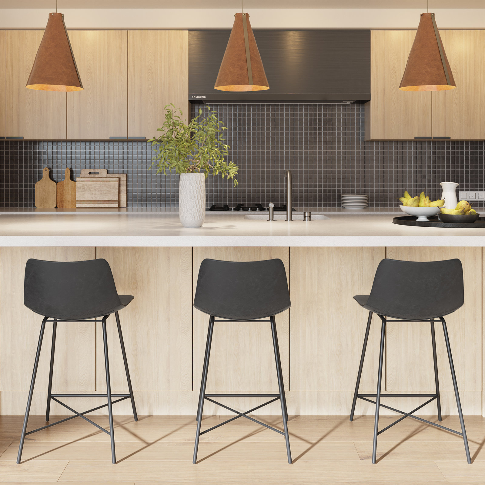 Paxton 24" Bar Stool, Dark Gray