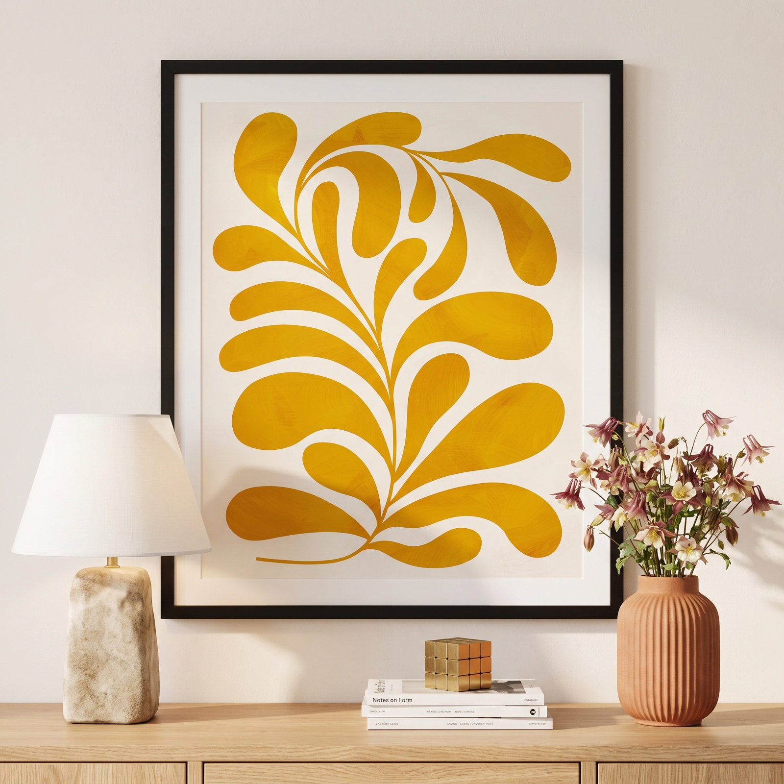Lomi "Goldenrod II" Print by Grace Popp, 25" H x 21" W x 1" D, Black
