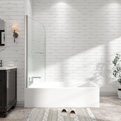 31 po x 32 po x H 55 po Nickel brossé 180 baignoire pivotante, installation réversible, verre de nettoyage facile avec porte de douche en nickel, tournant, enduit et propre pour