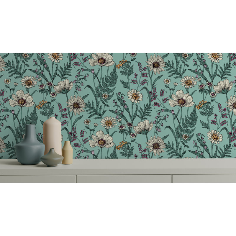 Wild Meadow Botanical Wallpaper, Blue