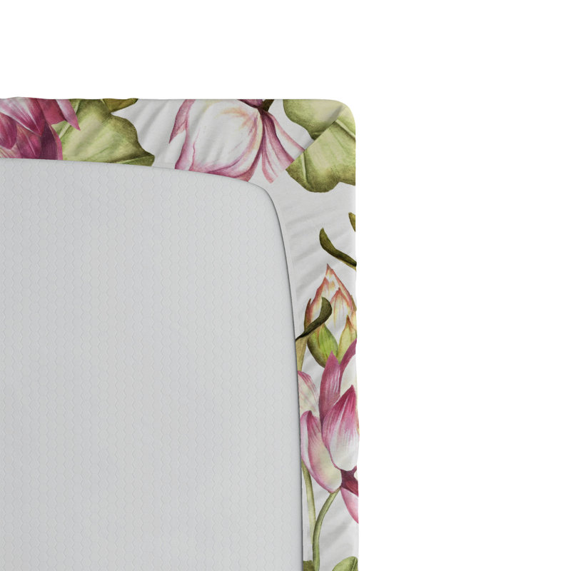 Drap-housse à motif floral Ambesonne, Drap-housse de taille simple, Rose, vert olive / floral