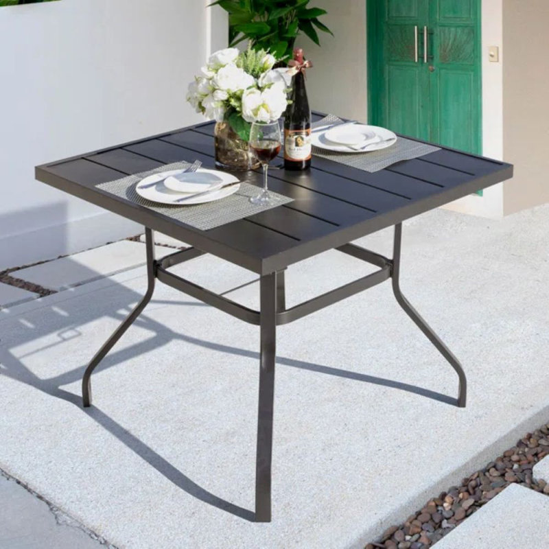 Outdoor Square 94 cm Iron Dining Table with 4 cm Parasol Hole