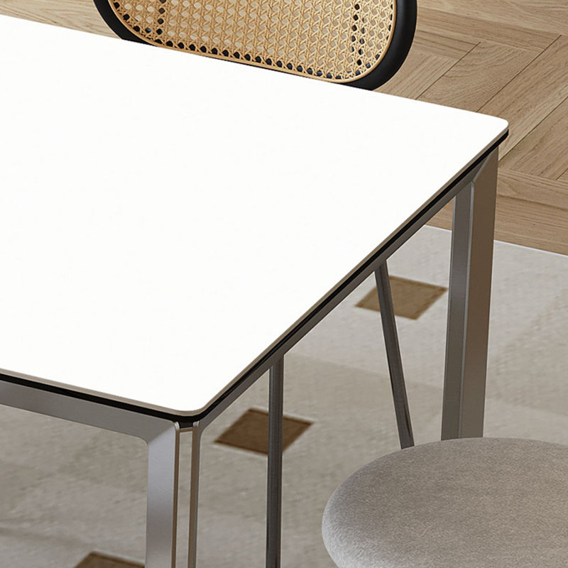 Table rectangulaire minimaliste en acier inoxydable, H 29,52 po x L 55,11 po x l 31,49 po