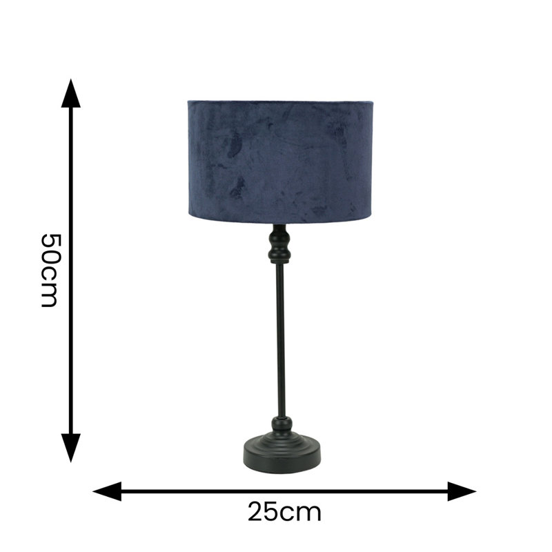 Reselva Metal Table Lamp, Black Base/Navy Blue Shade