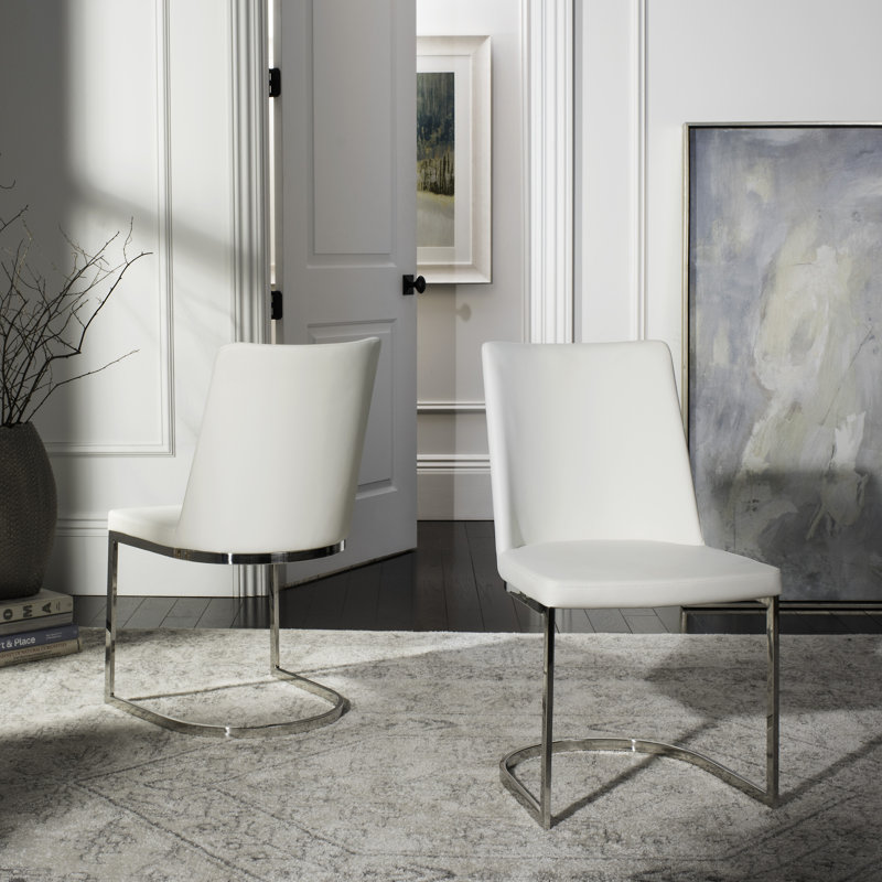 Chaise d'appoint chromée argentée Chromium, PU + Éponge - Blanc