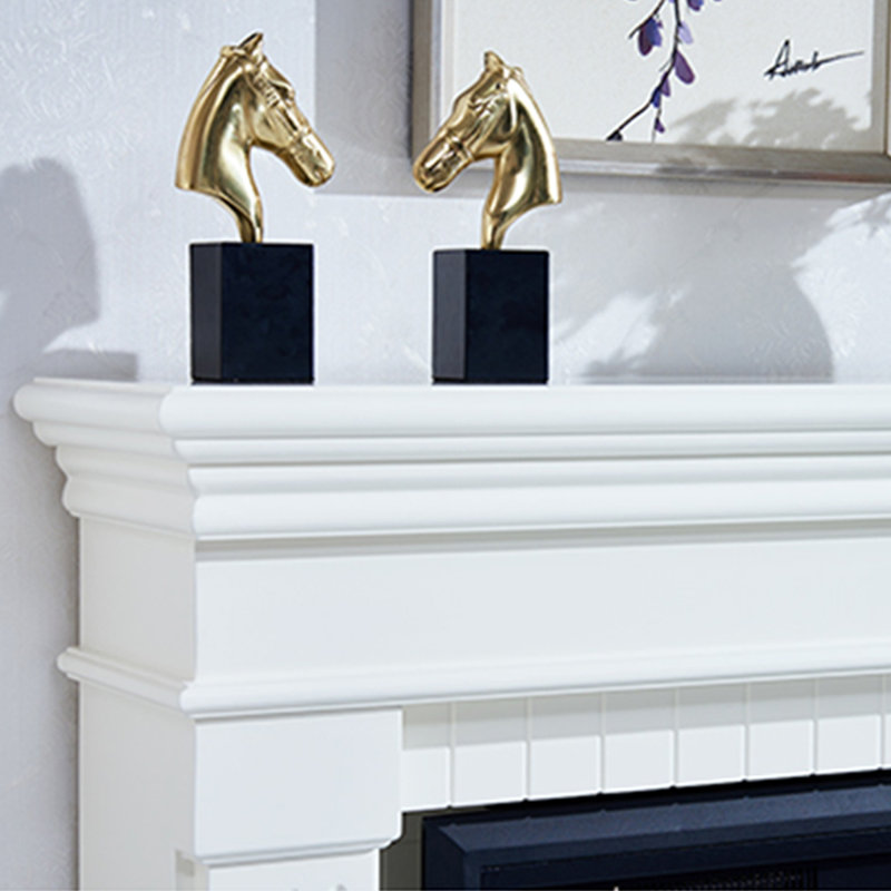 White Solid Wood Electric Fireplace