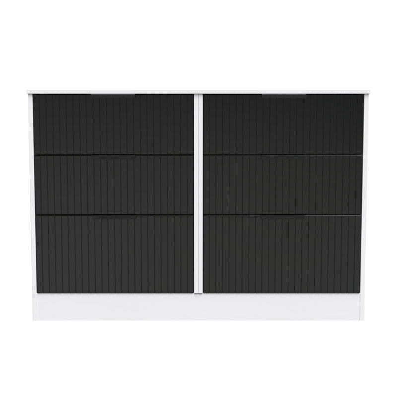 Charay 115 cm W Chest of 6 Drawers, Deep Black/White