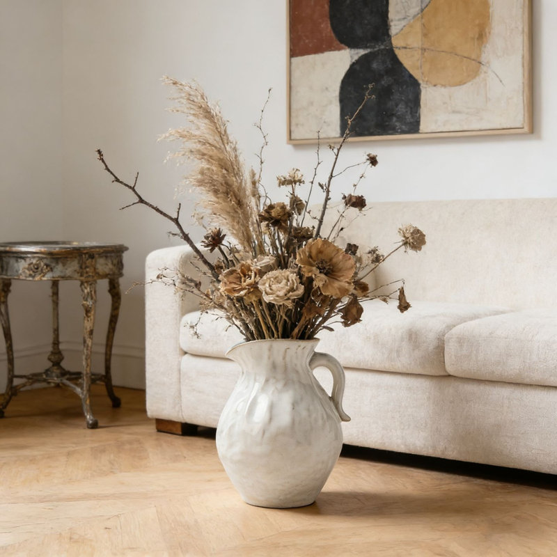 White Ceramic Decorative Vase,Cute Small White Flower Vase For Home Decor,Nordic Modern Boho Ins Style Decorative Ceramic Aesthetic Vases For Flowers