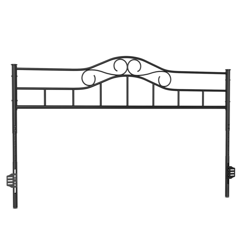 Anary Metal King Size Headboard, Adjustable Height, Steel Curved King Headboard Only For Bedroom, Farmhouse Scrollwork Design, Attach Frame, Easy Assembly, Black