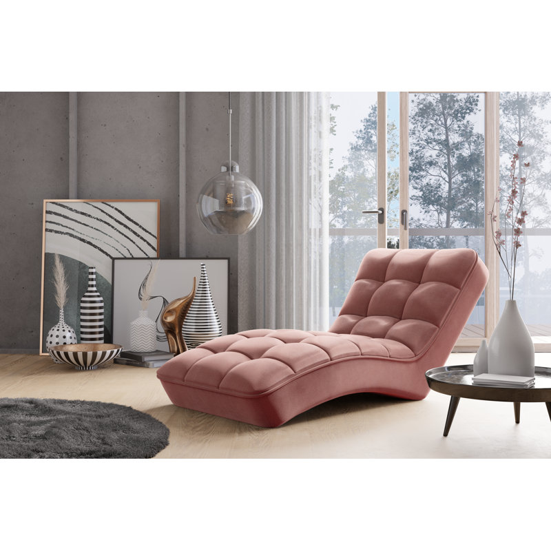 Elle-May Upholstered Chaise Lounge, Pink