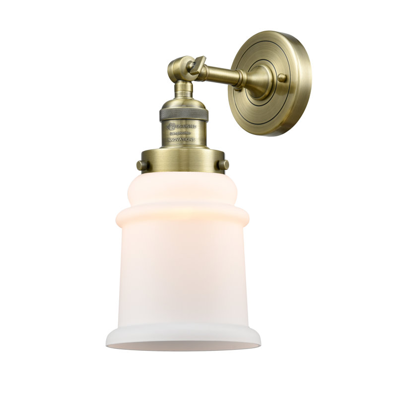 Galaviz Dimmable Bath Sconce, 60 Watt Vintage Incandescent Bulb, Antique Brass, Matte White Cased