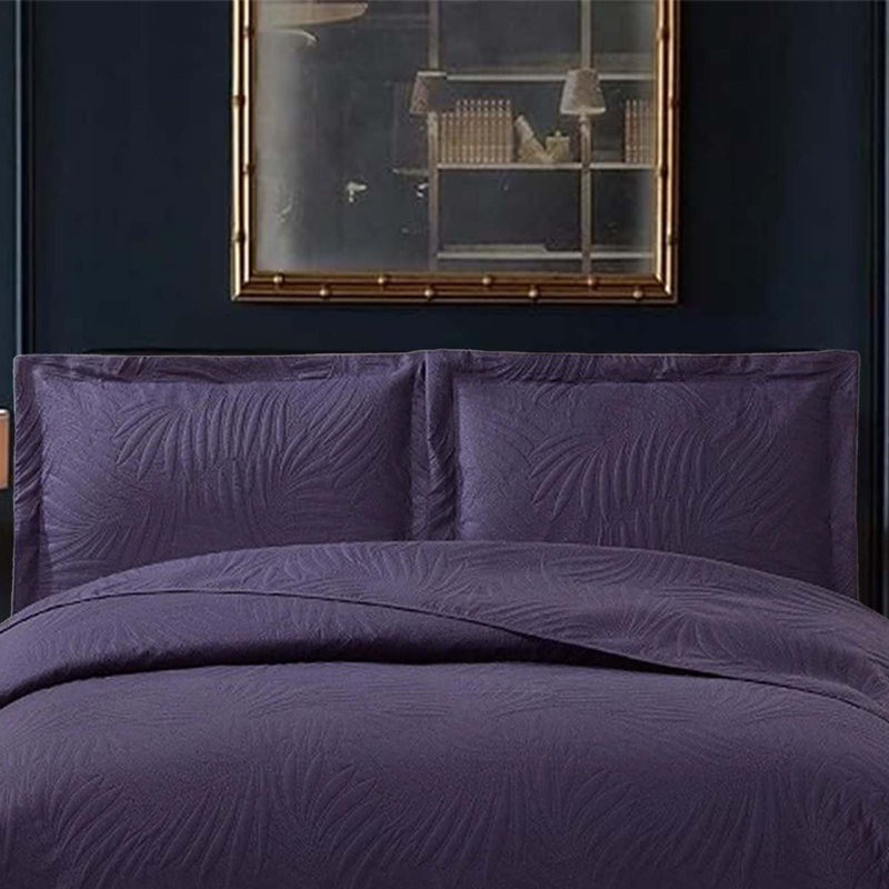 Polyester Floral Bedspread with Pillow Shams, Super King Bedspread  + 2 Standard Pillow Shams, Purple